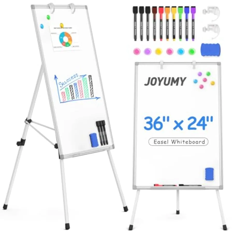 

Белая доска для сухого стирания с подставкой 36x24 дюйма, мольберт для белой доски с регулируемой по высоте треногой 3' x 2', флипчарт-мольберт напольный белый
