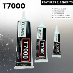 15ML 50ML 110ML T7000 Black Contact DIY Glue Repair T-7000 Adhesive With Precision Applicator Tip