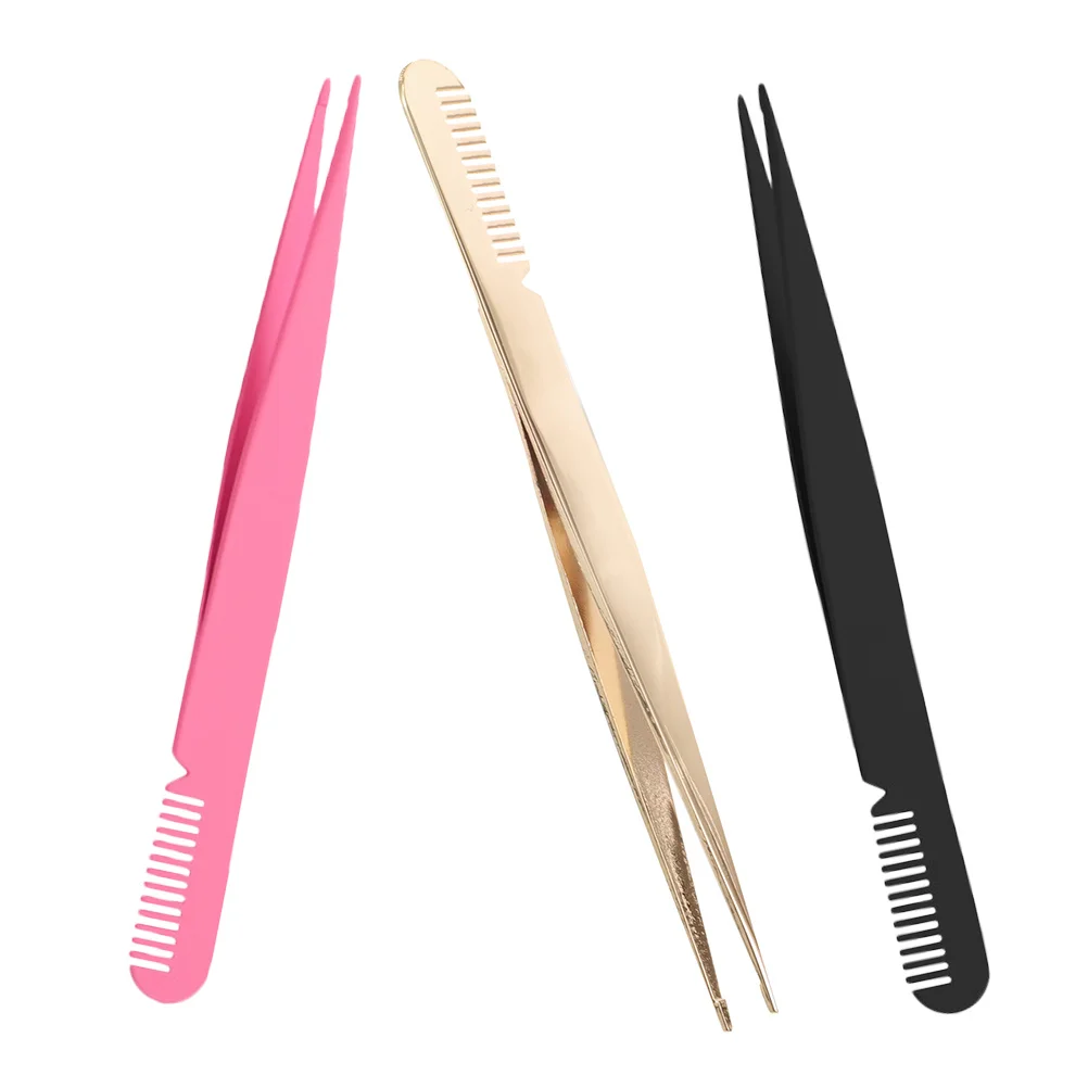 3-teilige Wimpernpinzette, präzise Wimpernklemme für falsche Wimpern, langlebiges Edelstahl-Schönheitswerkzeug-Set, Wimpernpinzette
