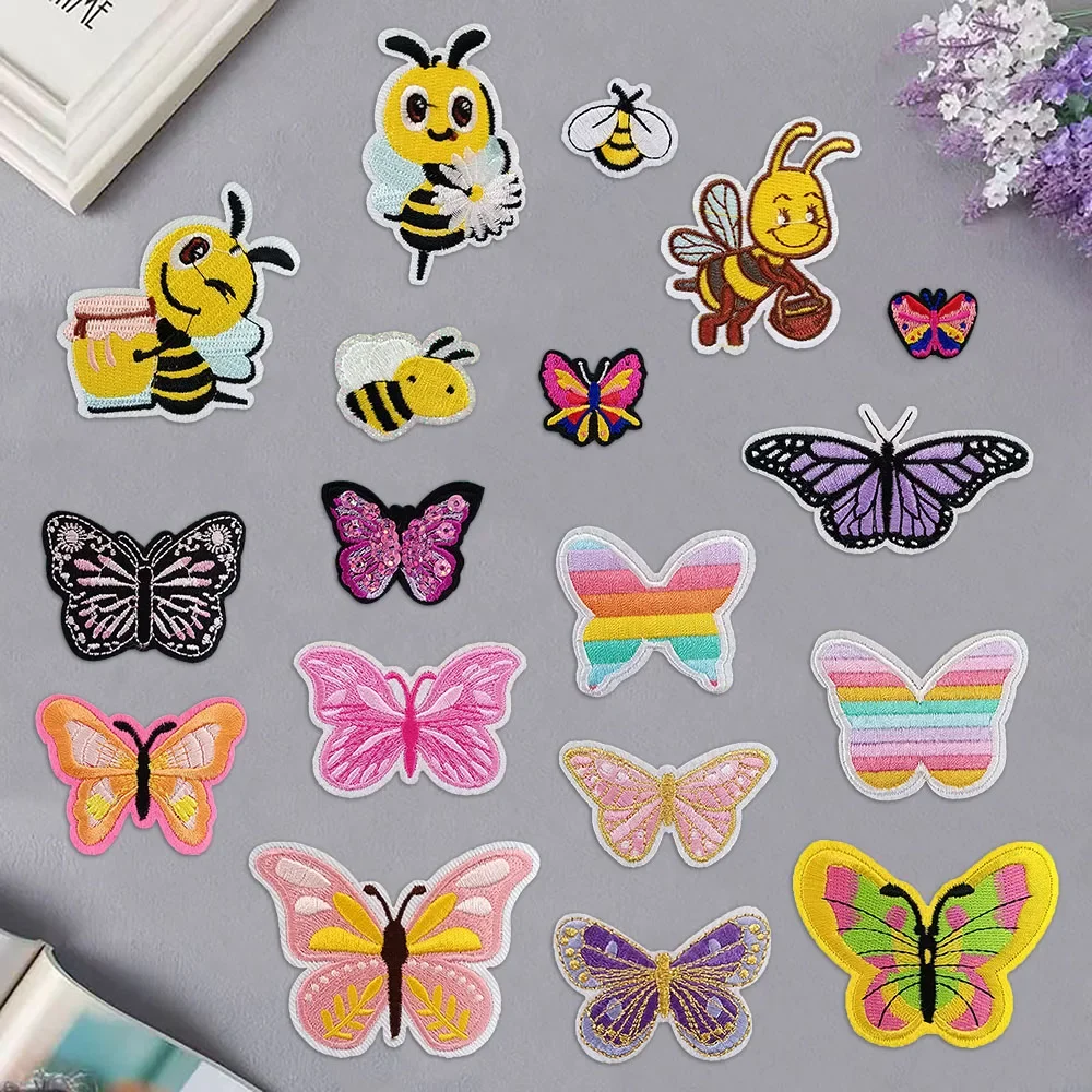 Single sale 1 pcs insect pattern embroidery hot melt adhesive ironing cloth patch DIY decoration clothing patch