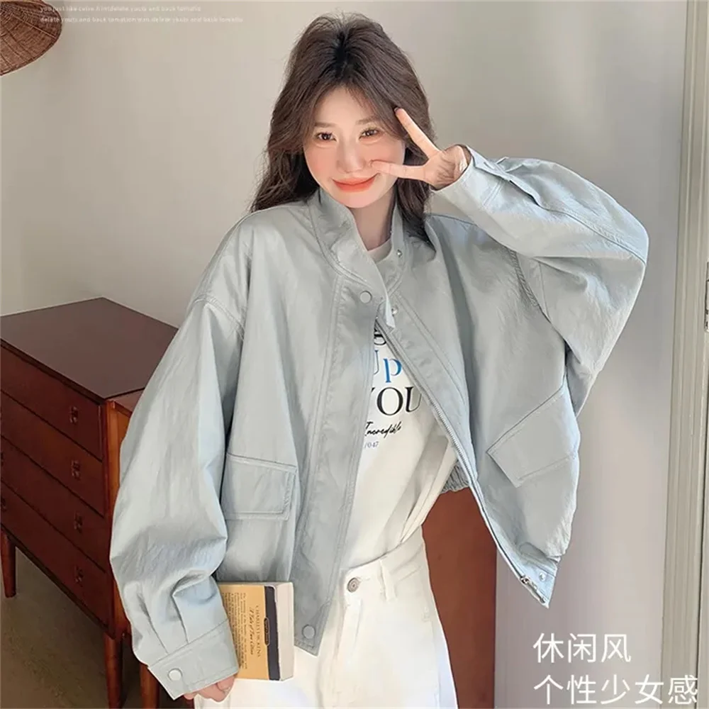 인기 있는 PU 프로틴 가죽 재킷 여성용 코트 봄과 가을 2025년 신상 트렌드 하이 스트리트 슬림 캐주얼 가죽 재킷