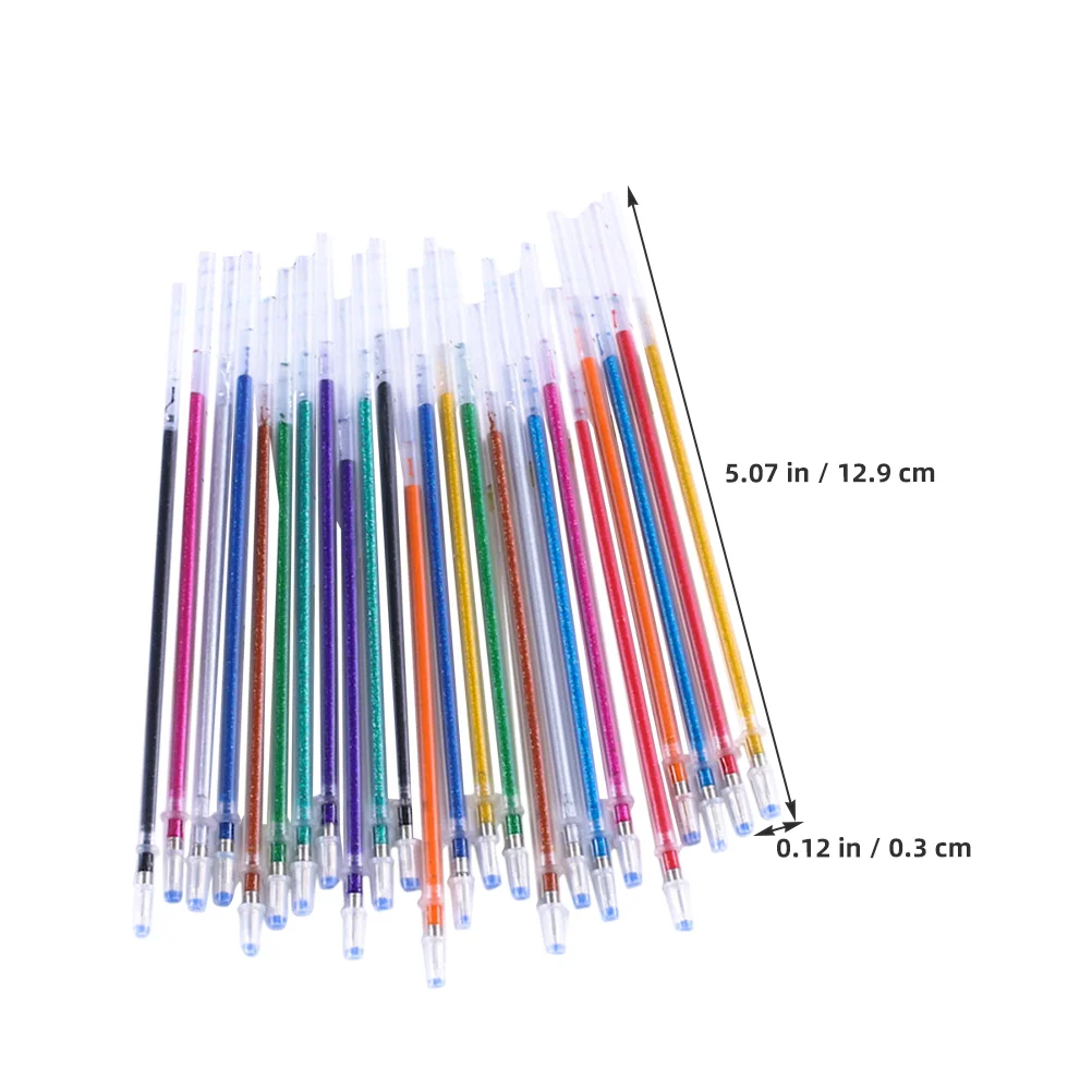 100 Pcs Color Refills Gel Pens Refillable Writing Stationery Fine Point Replacements Flash Major