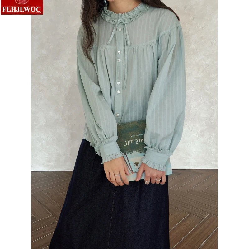 السنة الجديدة الوردي الكشكشة الوقوف طوق ربطة القوس فيونكة القمم البلوزات جديد 2026 ربيع المرأة شيك كوريا اليابان الفتيات نمط Preppy القمصان الأساسية