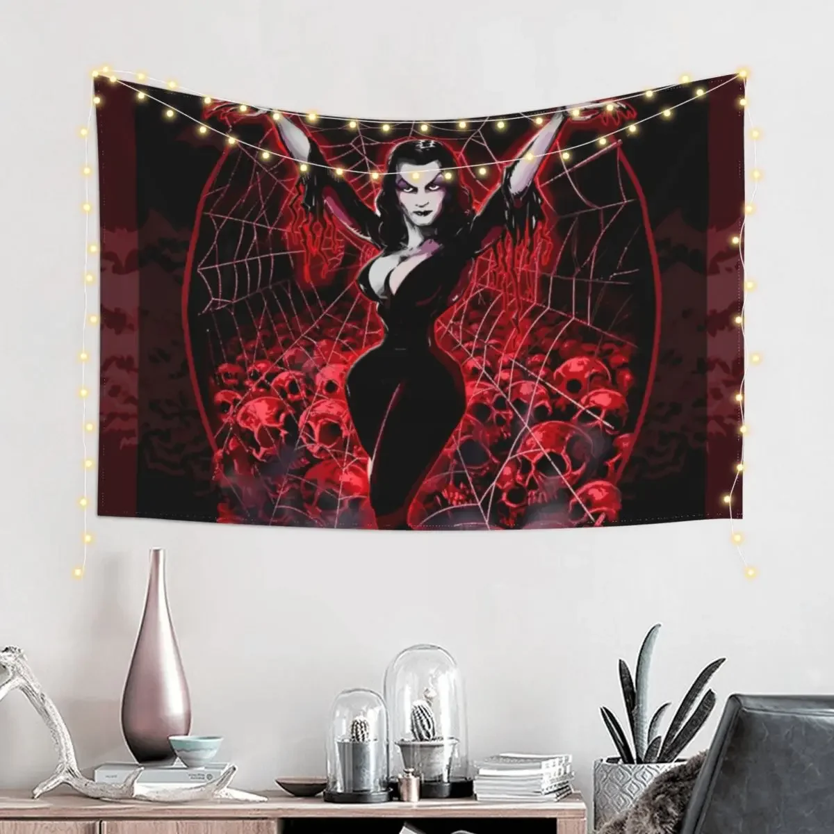 Vampira Spider web gothic Tapestry Bedroom Decor Aesthetic Decorations For Your Bedroom Room Decor Aesthetic Tapestry