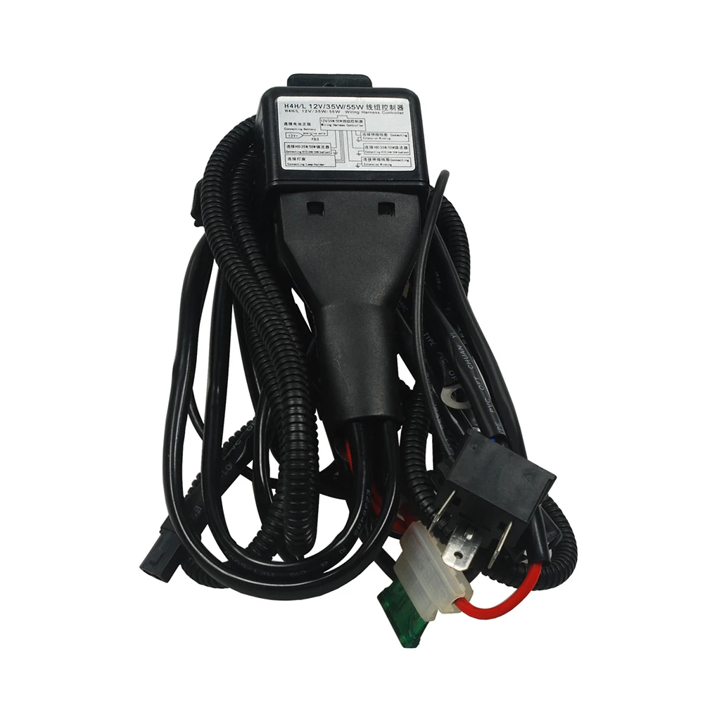 

Xenon Lamp Wiring Harness H4 Booster Car Light Wire Headlight Far Near Beam Switch Relay Stable Power Anti Flicker Durable Use