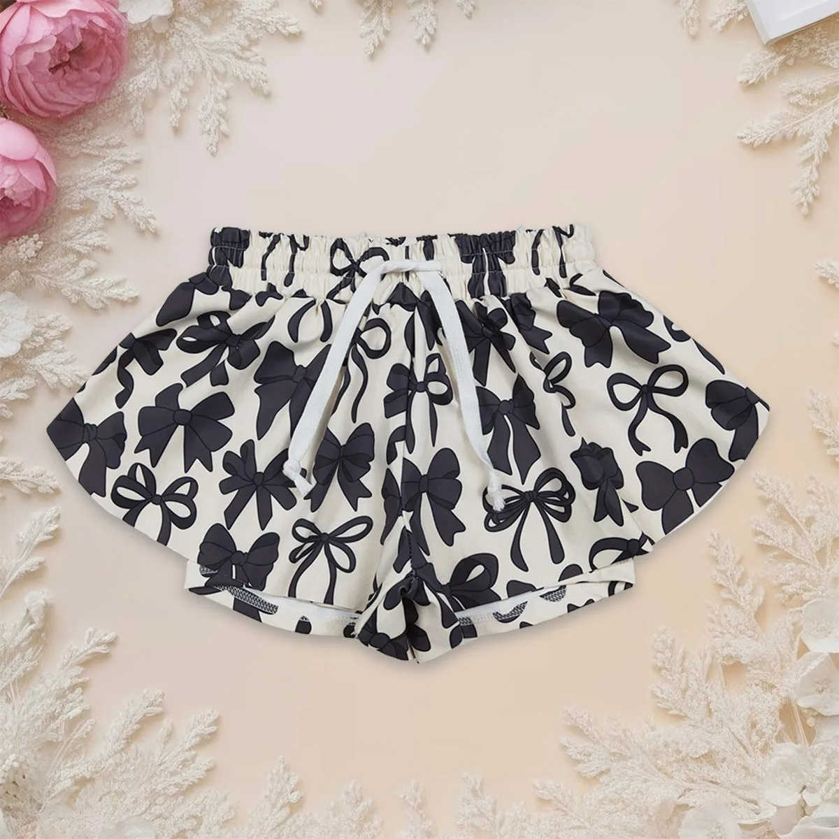 

Baby Girl Kids Black Bows Yoga Active Wear Ruffle Clothes Toddler Summer Skorts Shorts Bottoms Breathable Children Clothing