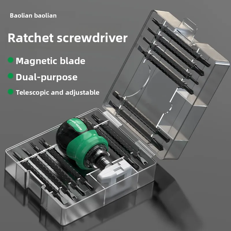 

New Ratchet Screwdriver Set Dual-Purpose Short Shaped Radish Head Screwdriver High Hardness Labor-Saving Screwdriver DIY Tools