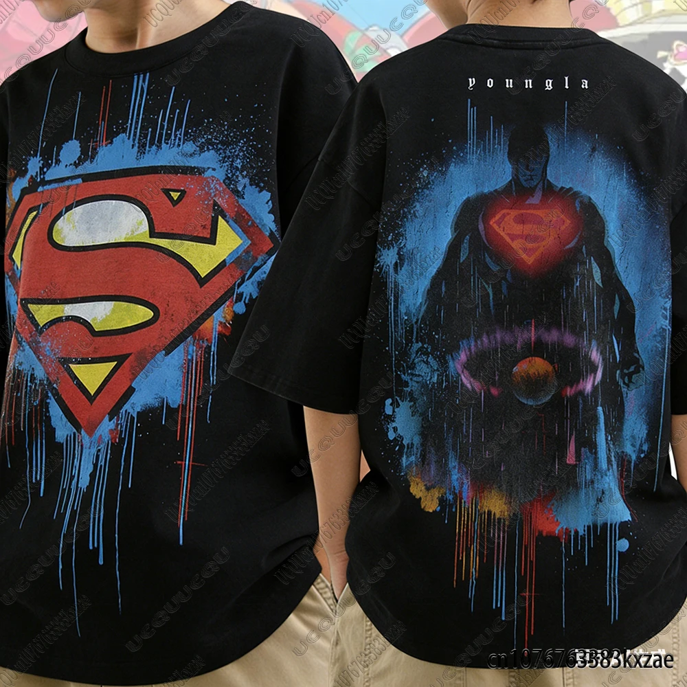 Camisetas con estampado de Super-man para adultos/niños, novedad de verano, camiseta de manga corta de DC Comic, camisetas geniales para niños y niñas, ropa de moda para padres e hijos