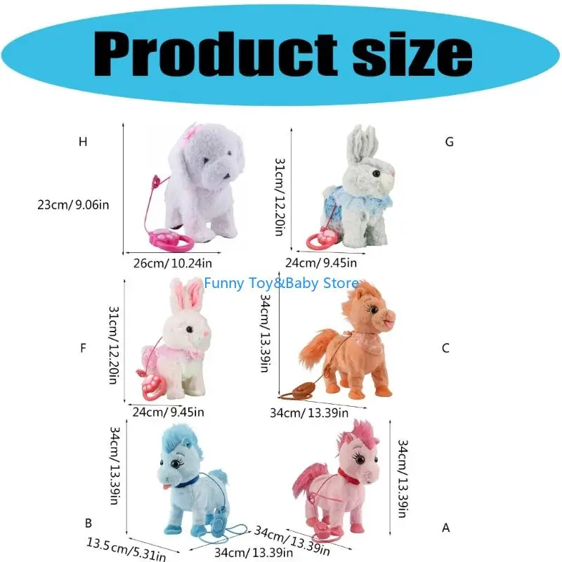 Interaktywny elektryczny mówiący zwierzak pluszowy koń lalka dla dla dzieci z łatwą do ciągnięcia smyczą Robot Animal Kids