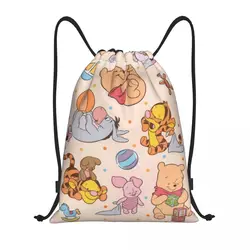 Custom Winnie Pooh Teddy Bear zaino con coulisse donna uomo palestra Sport Sackpack borsa da allenamento portatile