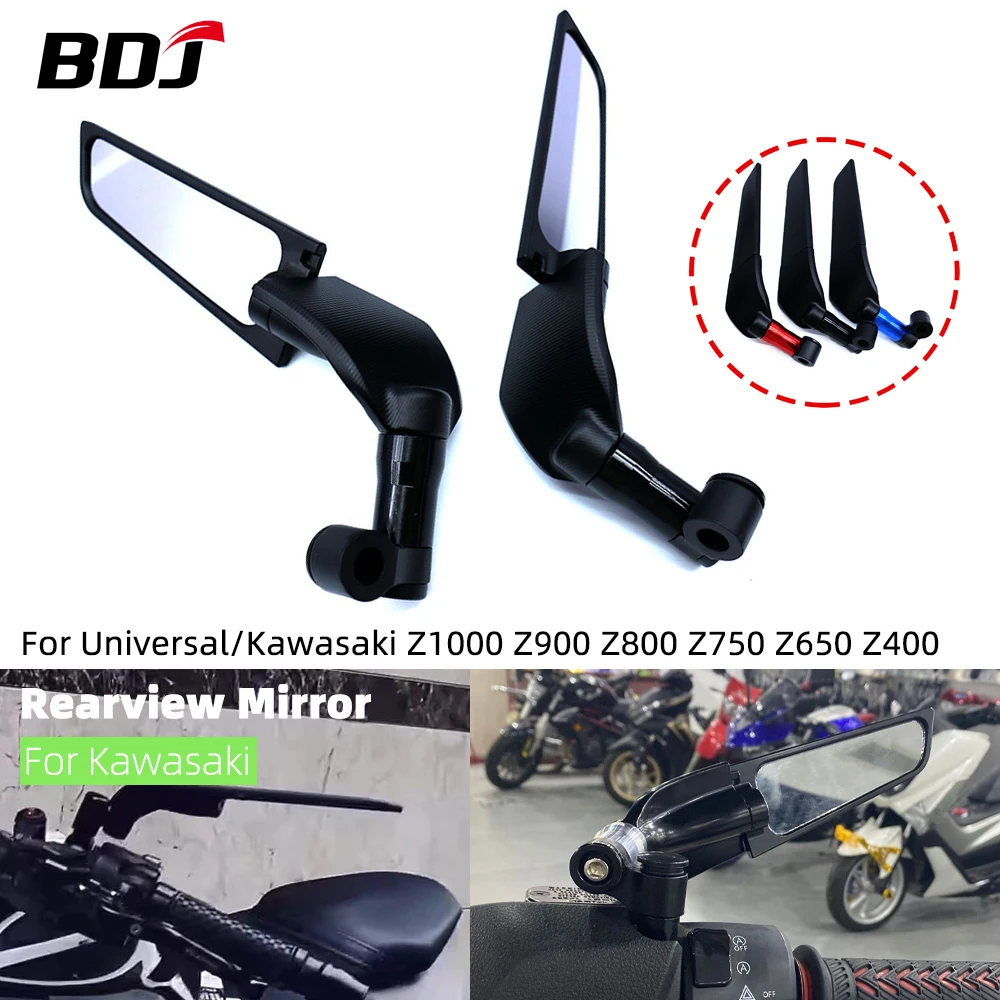 

BDJ Z800 Z900 Mirror Z1000 Side Mirror Foldable Modified Universal Rotating Rearview Mirror For Kawasaki Z650 Z750