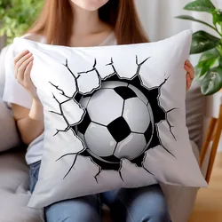 1Pc Football-Themed Throw Pillow Cover Soft Peach Skin Zip Closure Machine Washable for Living Room Bedroom Decor Athlete Gifts