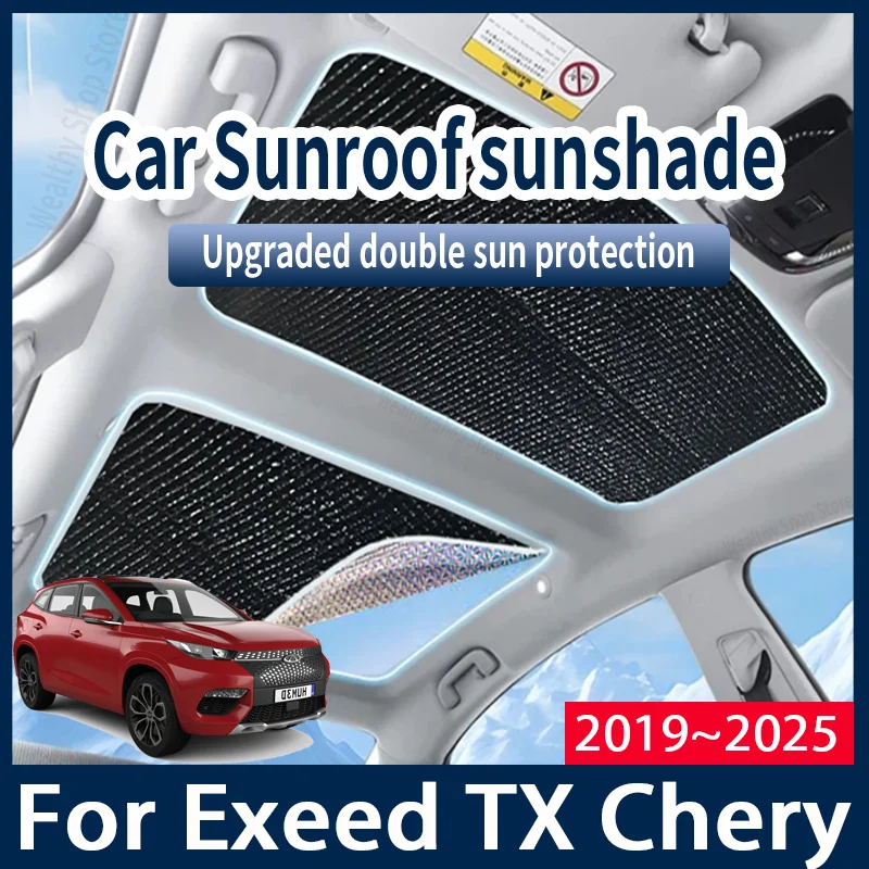 

Для Exeed TX Chery 2019 ~ 2025 2022 2024 автомобильные солнцезащитные козырьки, автомобильный люк на крыше, солнцезащитный козырек, защита от УФ-лучей, теплоизолирующие аксессуары