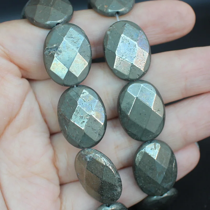 Natural Pyrite Faceted oval Loose Beads 15inch per strand,For DIY Jewelry Making !We provide mixed wholesale for all items!