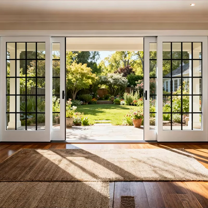 Waterproof Anti Corrosion Aluminum Alloy Large View Tempered Glass Sliding Door Balcony Double Glazed Outdoor Home Door
