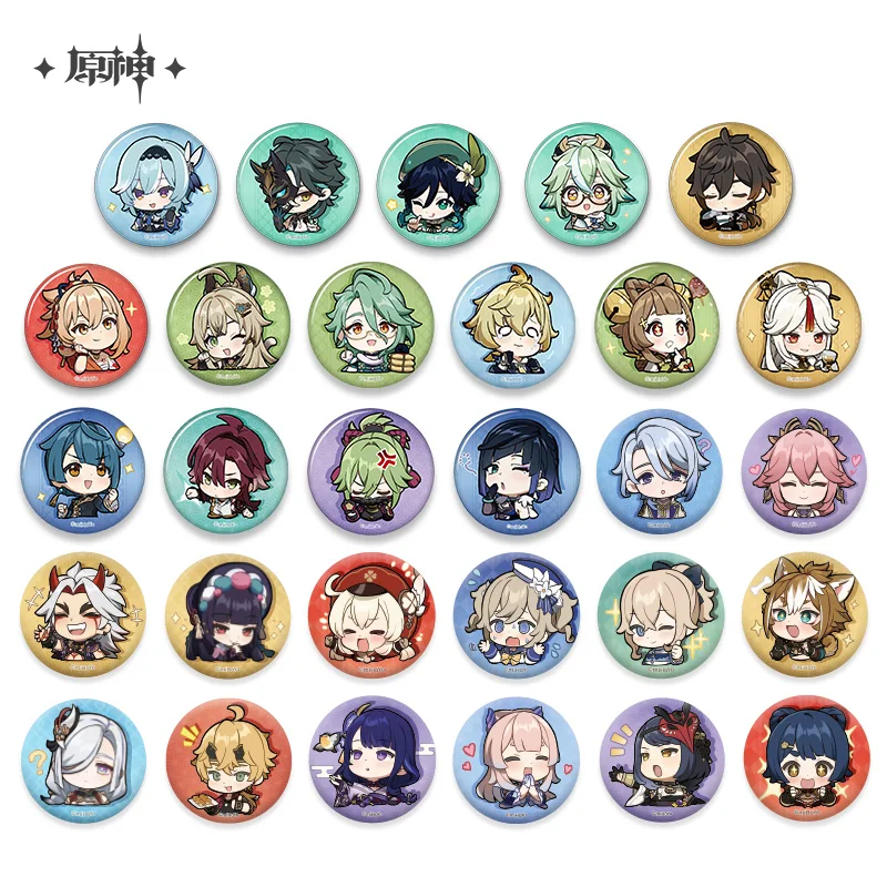 Genshin Impact Pin Character Q-Version Badge Kokomi Itto Venti Xiao Zhongli Yaoyao Baizhu Eula Kirara Jean Gorou 58mm Brooches