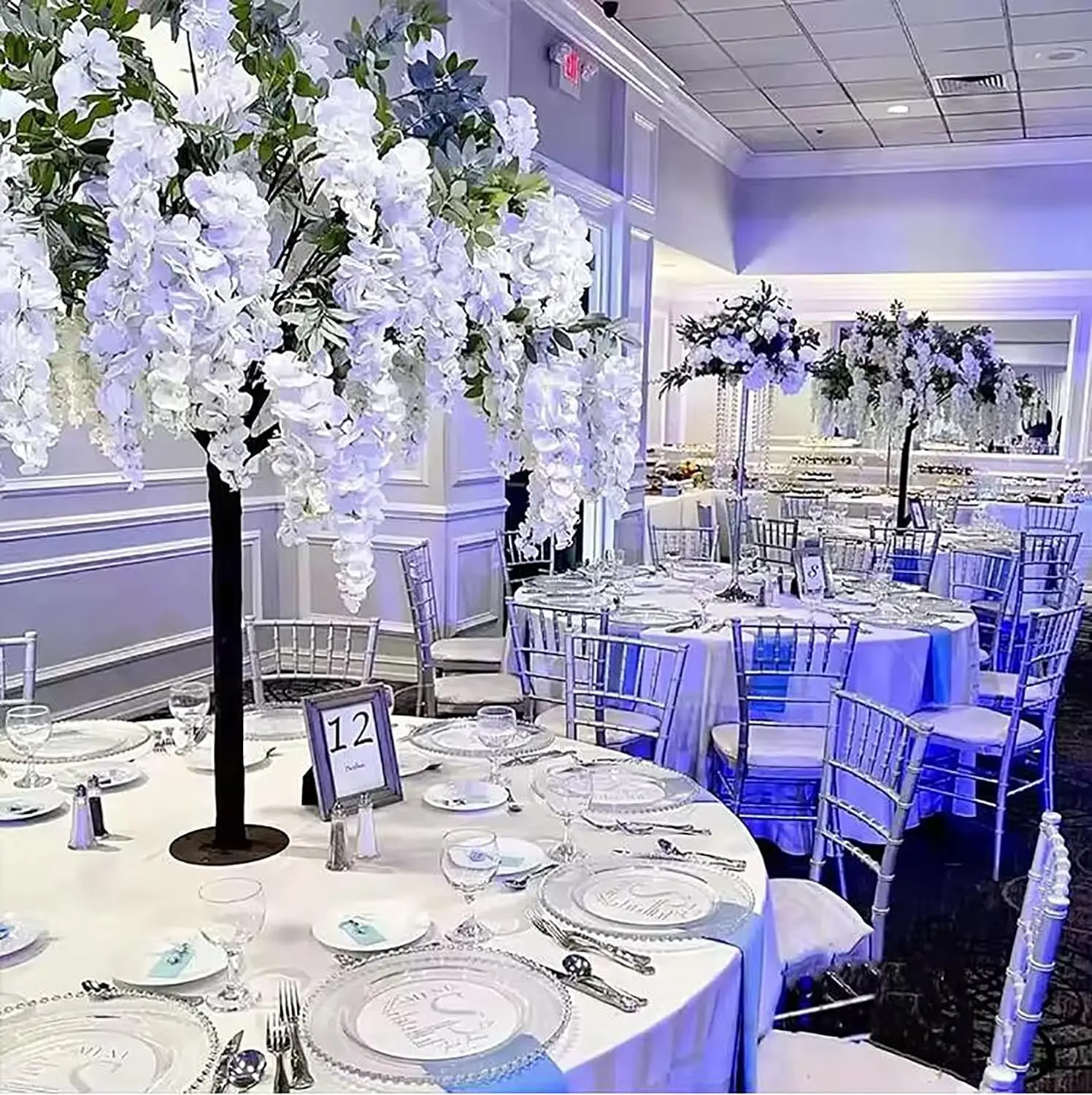 

Artificial Wisteria Blossom Tree Wedding Centerpieces Indoor Decoration Garden Supplies White Purple