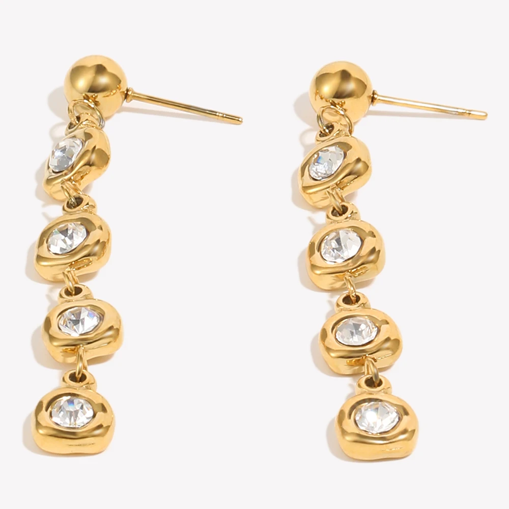 Pendientes Largos de Zirconia E.B.belle, Joyería Elegante, Antialérgicos e Impermeables para Mujer, para Diferentes Ocasiones