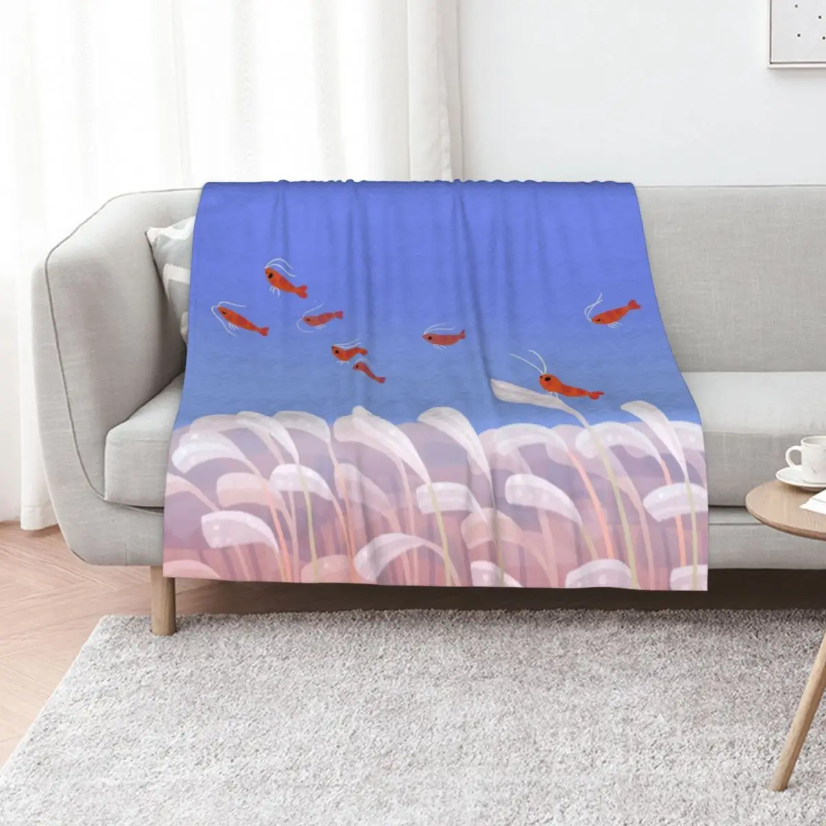 Flying cherry shrimp Throw Blanket Luxury Throw Decorative Beds Beach heavy to sleep Flannel Fabric cosplay anime Blankets