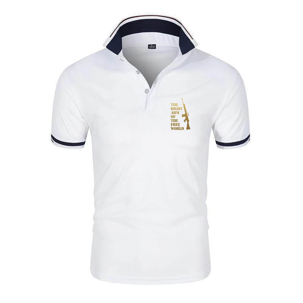 Men's 2026 The Right Arm of the Free World Military Style Logo Print Daily Commute Summer Eye-catching Leisure Polo Shirt