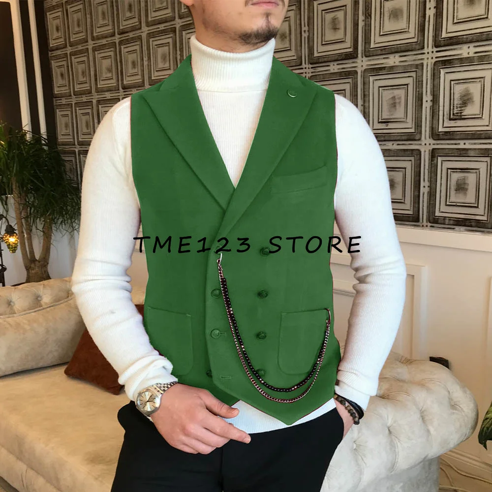 Men's Suede V-neck Single-breasted Casual Business Vest Suit Male Steampunk Cufflinks Elegant Suits Man Dress Vests Formal Gilet