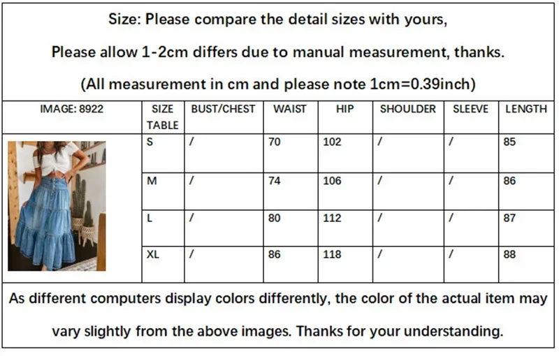 بوهيميا ماكسي التنانير الطويلة النساء الربيع الصيف مرونة عالية الخصر جان تنورة السيدات خمر ألف خط كشكش مطوي الدنيم التنانير #5