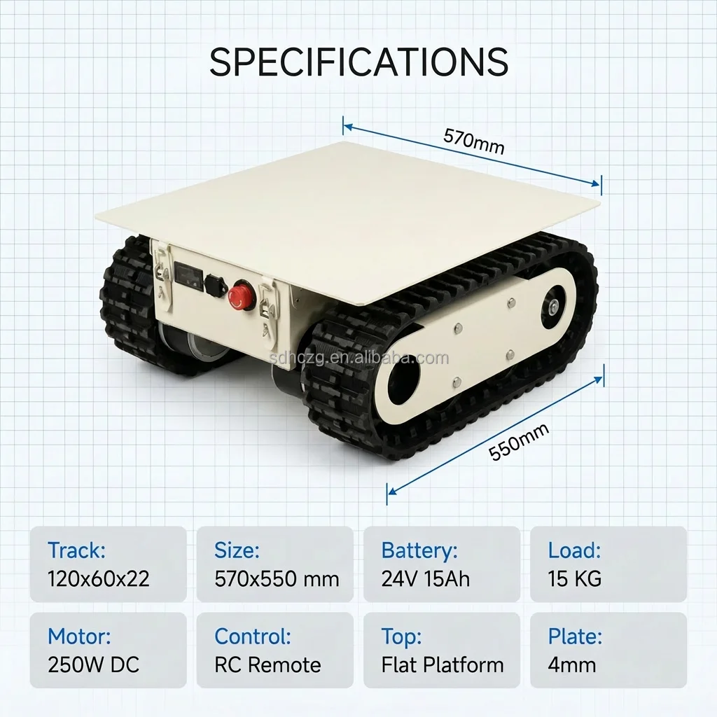 Customizable 0-10 Ton Electric RC Crawler Undercarriage Chassis Track Width Farm Use OEM ODM Service Smart Control Carrier Frame