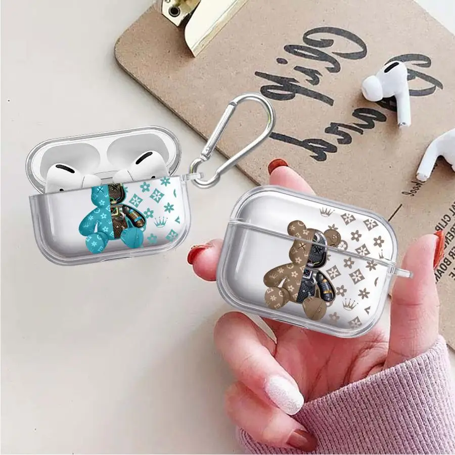 

Модный милый чехол с изображением медведя Роберта для Airpods Pro2 Pro3 1 Pro 3 4 2, прозрачный чехол для наушников