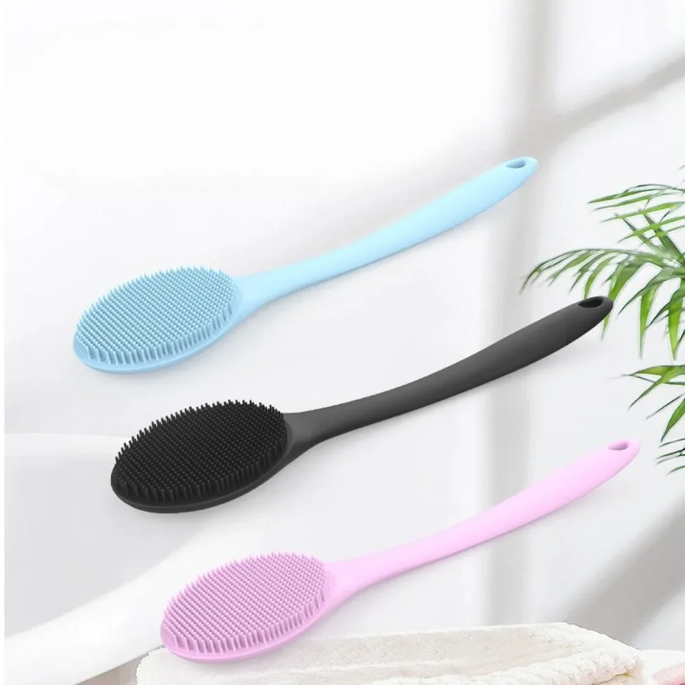 1Pc Silicone Back Bath Scrubber Long Handle Body Bath Brush Mud Back Scrubber Shower Massage Exfoliation Shower Brush