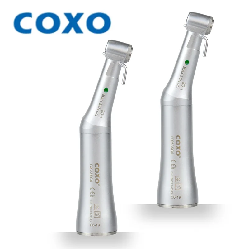 

COXO CX235 C6-19 Dental Supplies for Dentist 20:1 Contra Angle Handpiece Push Button Low Speed Compatible with All E-Type Motors