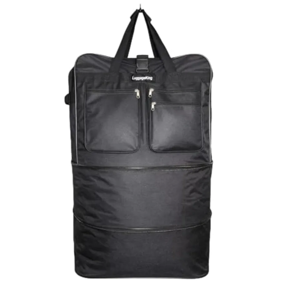 

36-Inch Rolling Duffle Bag with Wheels - Spinner Suitcase with Expandable Luggage Design - Heavy Duty Travel Bag Black