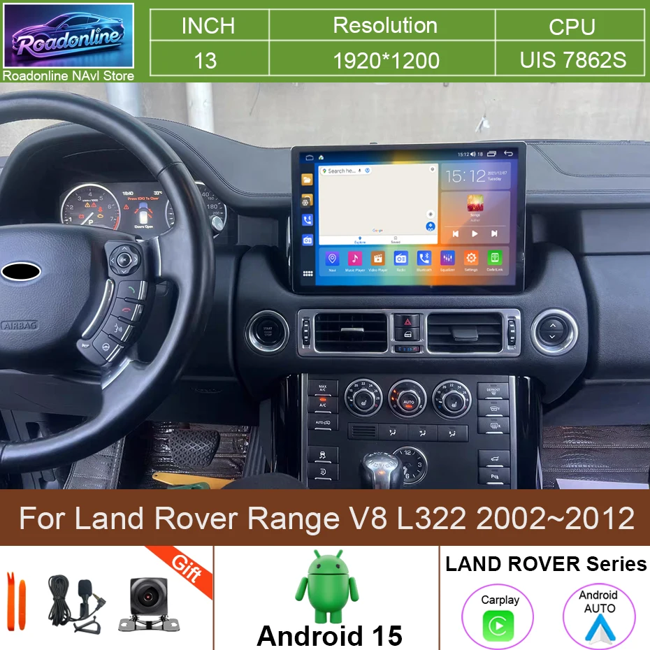 13 INCH Android 15 Car Radio For Land Rover Range V8 L322 2002~2012 Car Multimedia Video Player Stereo Navigation GPS Navigator