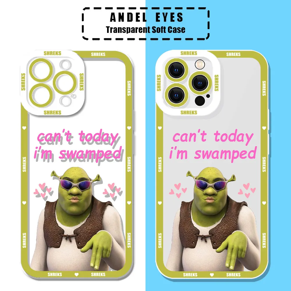 Transparent Case For iPhone 11 12 13 Mini 14 15 Pro Max 7 8 Plus SE X XR XS 14 15ProMax Phone Case Funny Movie Shrek Anime Cover