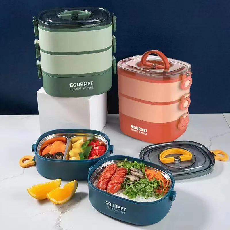 

New Stainless Steel Insulated Lunch Box Office Workers Sealed Portable Lunch Box with Bag Students Kids Commercial Bento Box