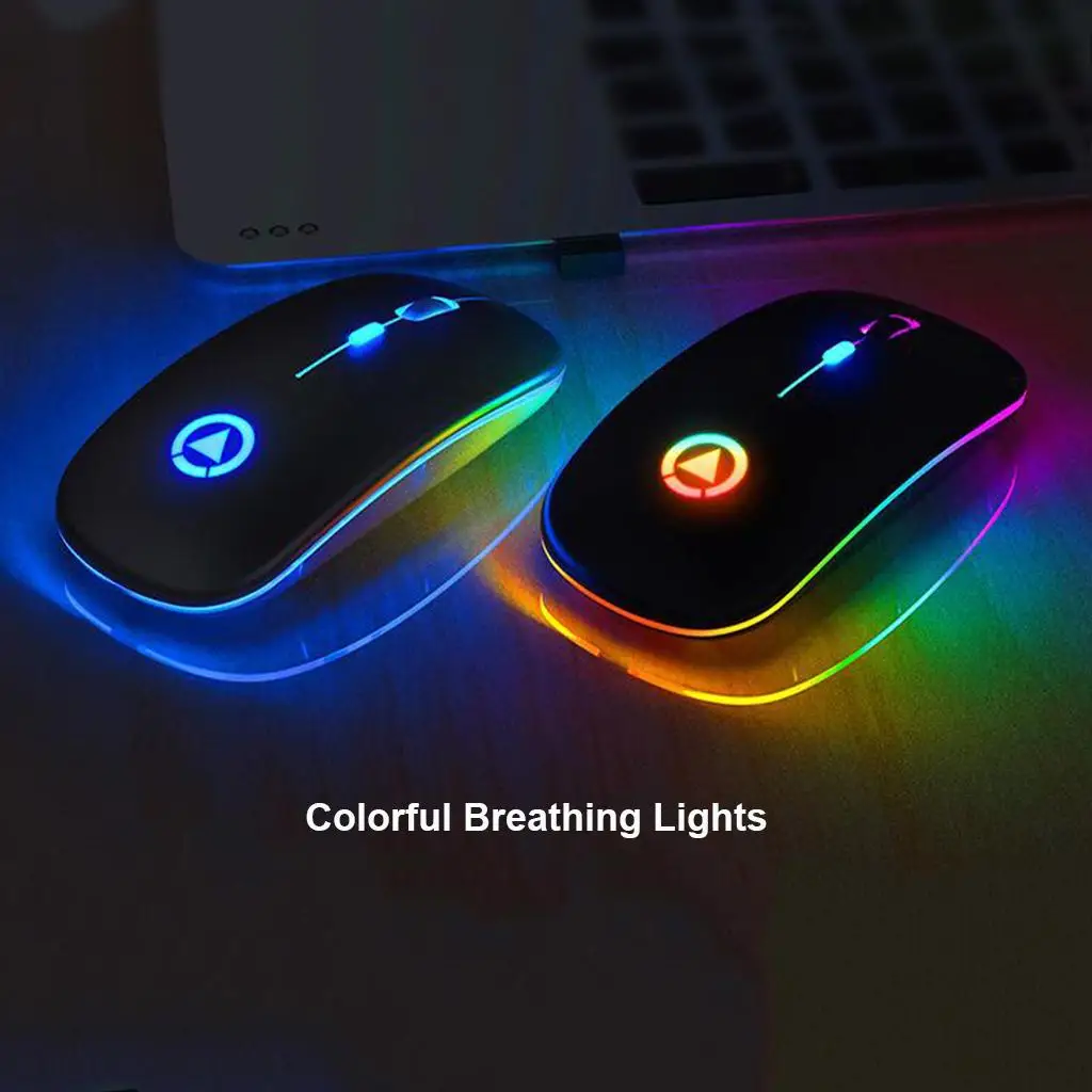 Portable 7 Color Silent Mouse Mice 3 Adjustable DPI 4 Buttons Rechargeable