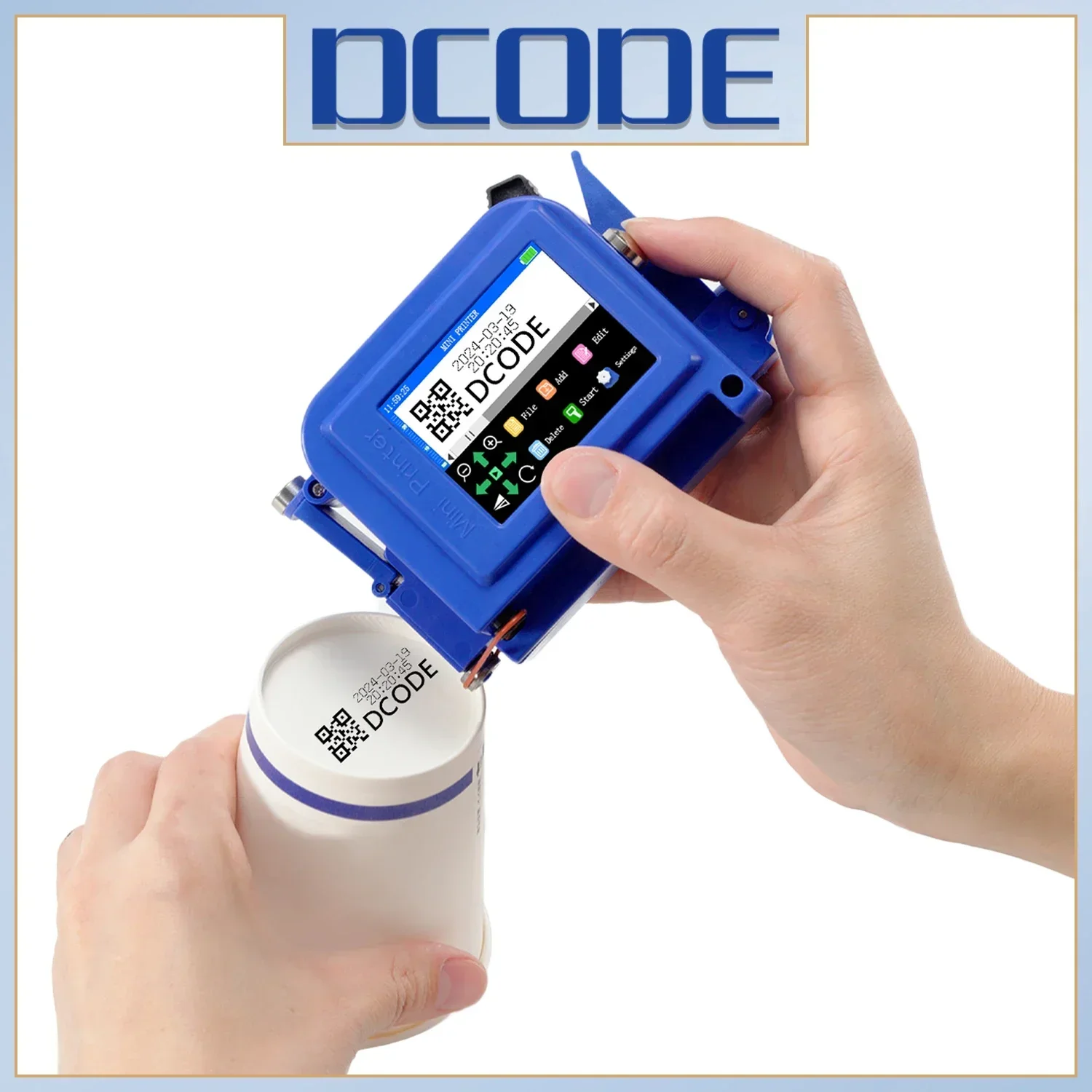 DCODE 휴대용 미니 프린터, 비암호화 QR 바코드 이미지, 로고 날짜 코딩 기계, 핸드헬드 잉크젯 프린터, DC11, 12.7mm, 0.5 인치
