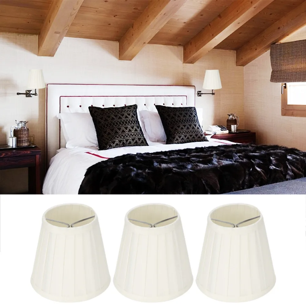 

3PCS Modern Fabric Lampshade Clip On Design 5.1 inch Height Chandelier Lamp Shades Wall Lamp Shade Indoor Lamp