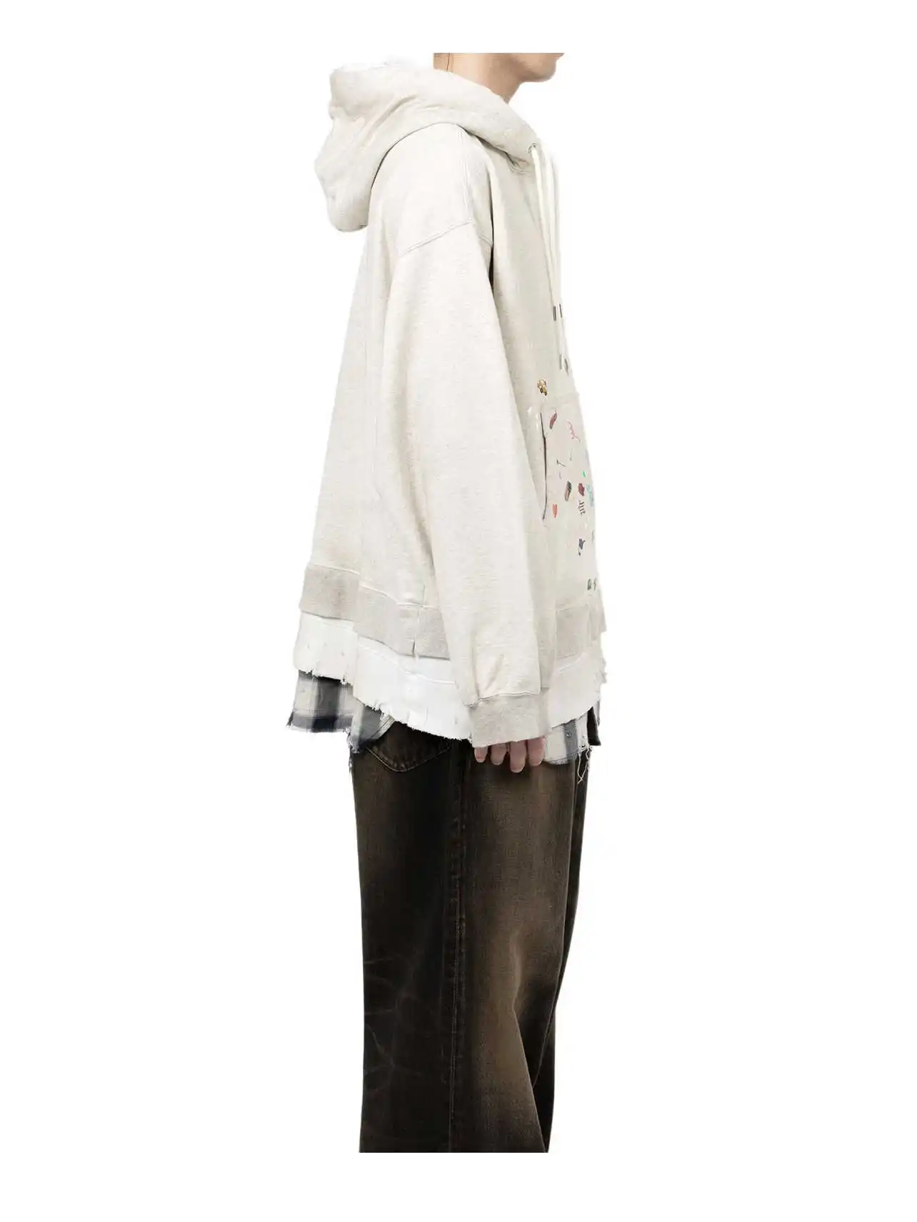 25AW MMY اليابانية عارضة القطن متعة مطبوعة لوحة ساخنة غسل الضرر المياه مقنعين البلوز #5