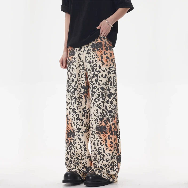 Leopard Print Y2k Baggy Jeans Women 2024 High Waisted  Casual Wide Leg Denim Pants Fashion Streetwear Retro Straight Jeans Femme