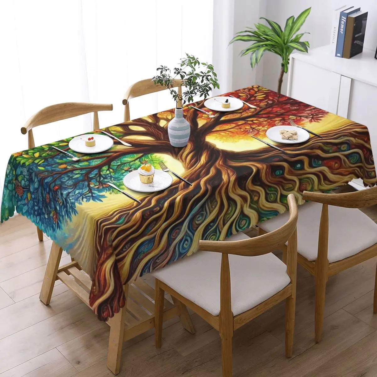 Tree Of Life Viking Yggdrasil Norse Customized Rectangular Tablecloth Waterproof Table Cover for Festival Party Table Cloth
