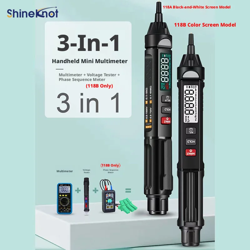 SHINEKNOT Pen-Type Multimeter Digital Display High-Precision Phase Sequencer Fully Intelligent Electrical Multimeter Full range
