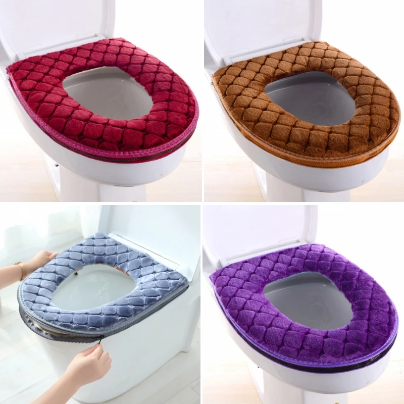 Winter Bathroom Toilet Seat Cover Washable Soft Thickening Warmer Pad Cushion Mat Closestool Comfort Pad Bathroom Accessories