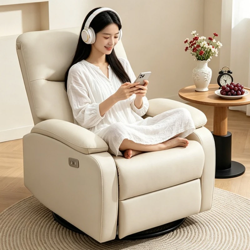First Class Single Sofa Cabin Living Room Bedroom Fabric Manual Electric Lazy Sofa Massage USB Nail Art Rocking Chair