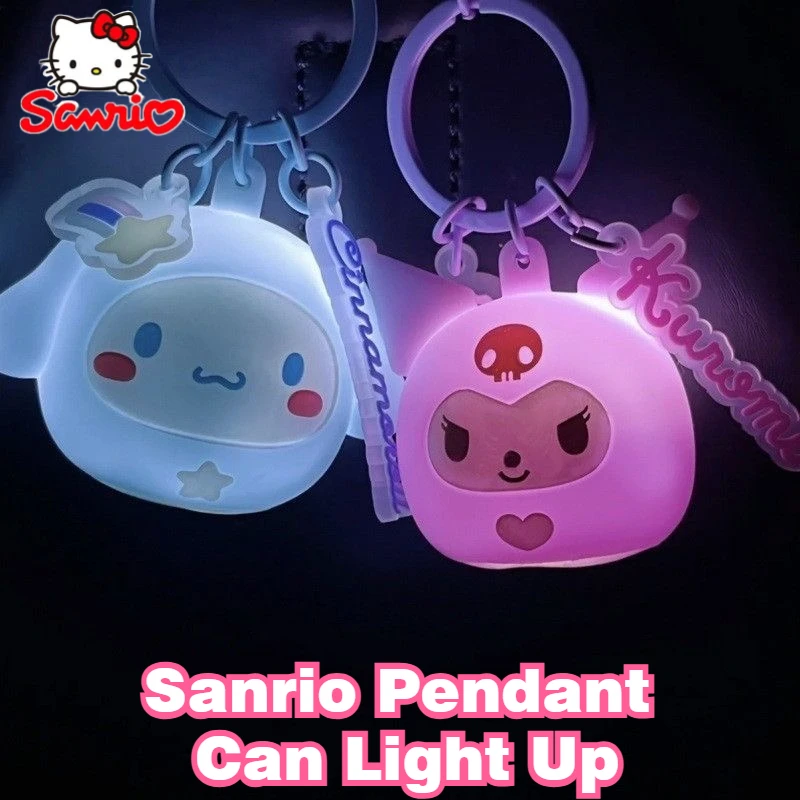 Cinnamoroll Mini Night Light Pendant Melody Kuromi Anime Luminous Cute Cartoon Doll Keychains Bag Key Chain Children Gift Toys