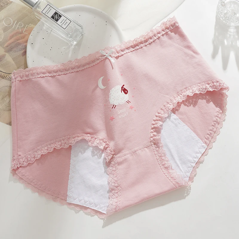 Middle School Girl Menstrual Period Anti-Leakage Fast-Absorbing Underwear Pure Cotton Breathable Printed Physiological Panty