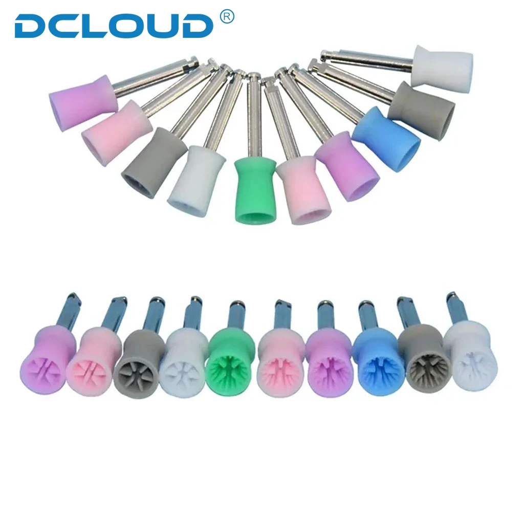 DCLOUD 100Pcs/Box Dental Polishing Brush Polishing Cups Disposable Teeth Polisher Flat Bowl Sharp Types Tooth Whitening Tools