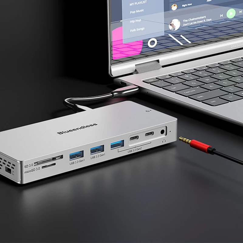 

14 in 1 for Laptop Tablet Dock Hub with 4K 60Hz HDTV 10Gbps USB 3.2 Hub SD/TF Reader PD100W Type C Docking Station