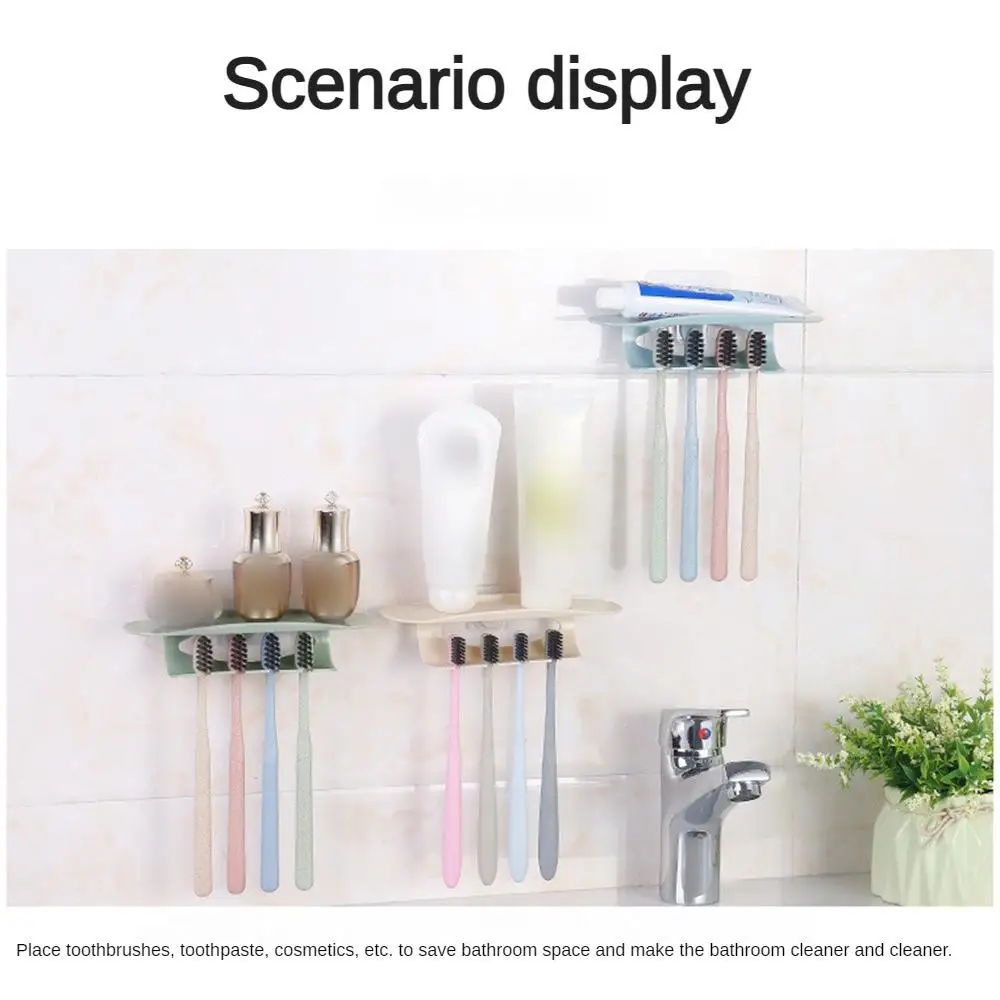 Toothpaste Toothbrush Holder No Trace Stickers No Trace Toothbrush Holder Wall Hanging Neat And Clean Wash Storage Box