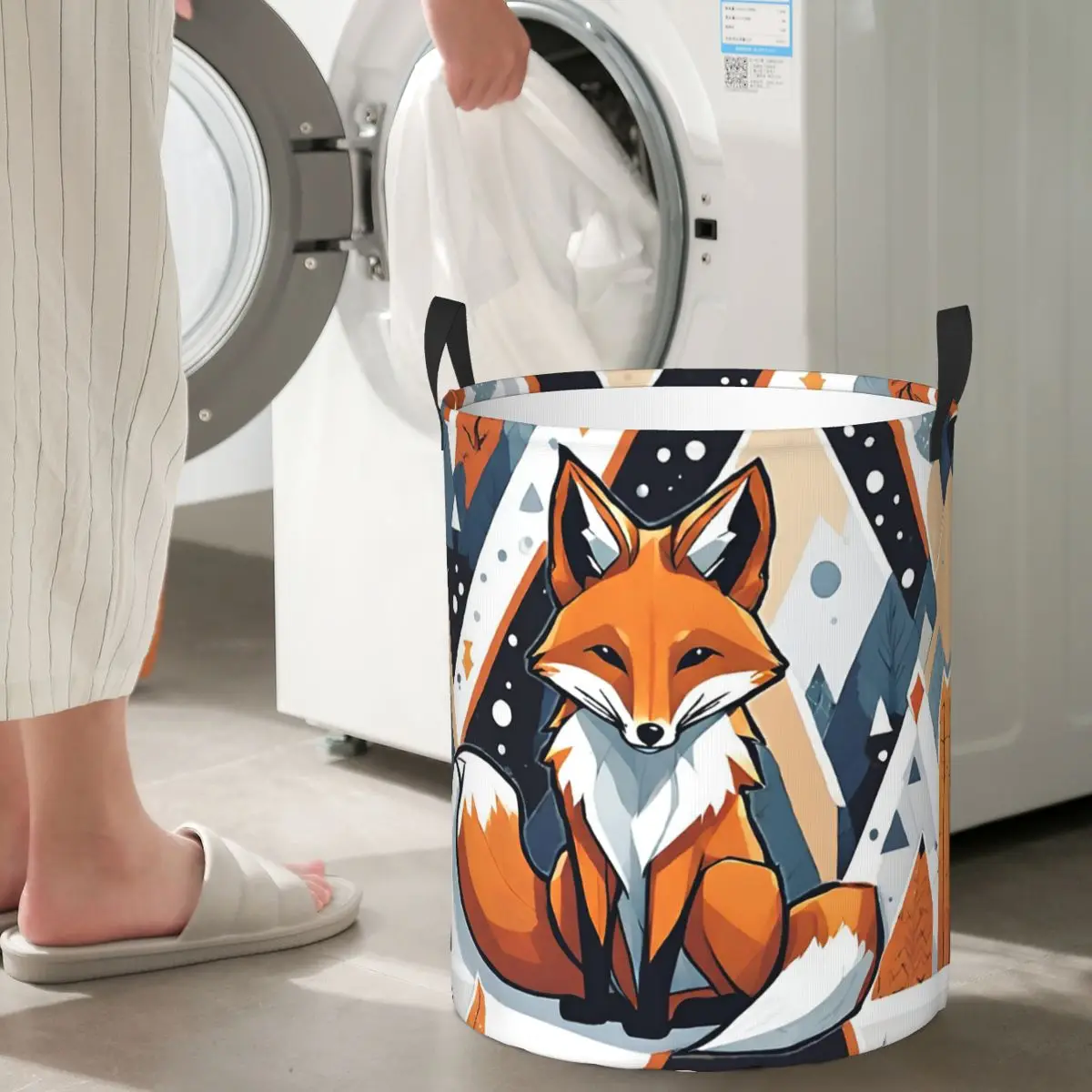 

Складная корзина для белья с улыбающейся геометрической лисой, большая детская корзина для стирки, домашний органайзер