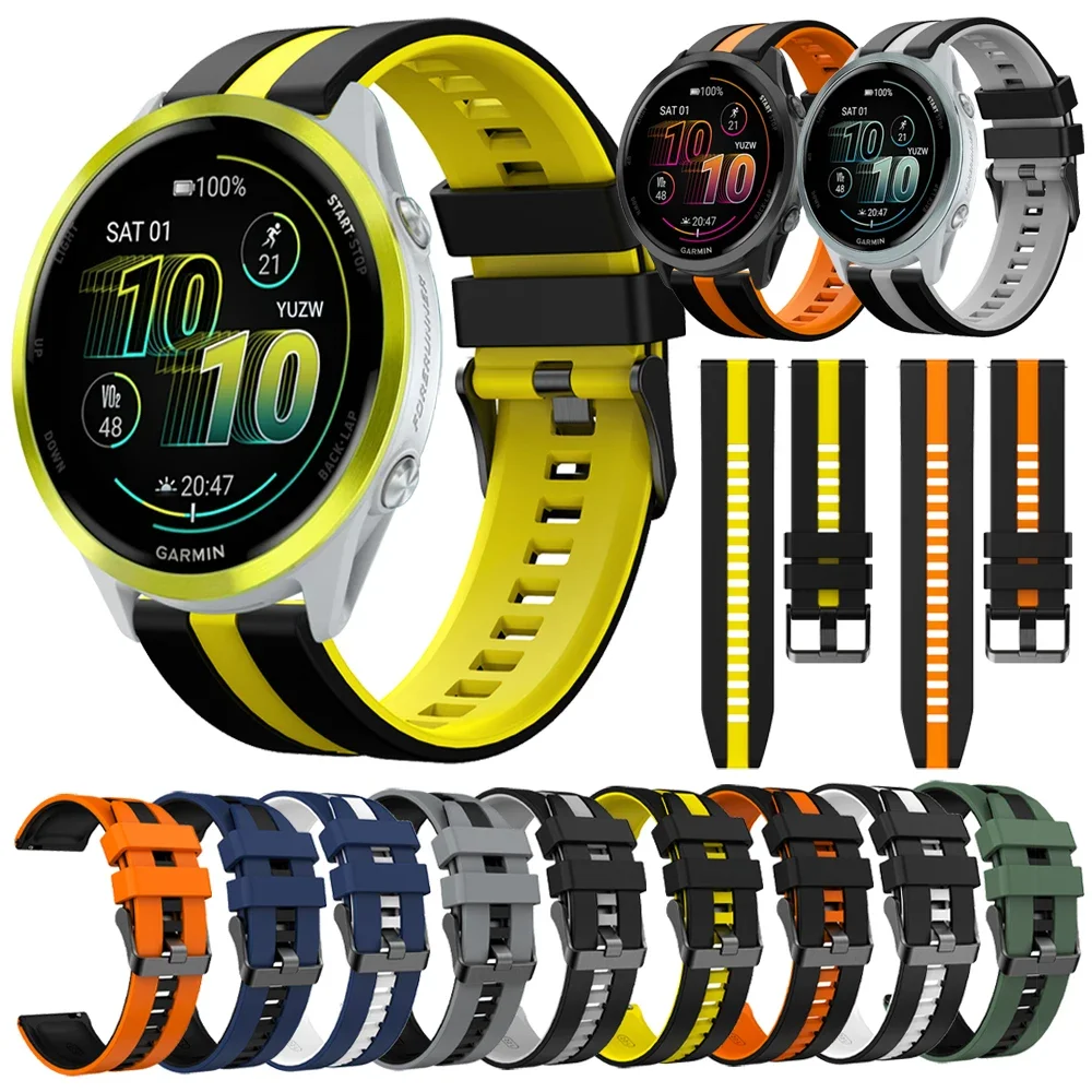 20mm 22mm Silicone Watch Band For Garmin Vivoactive 3 4 5 6/Venu 2 Plus/Venu 3/Forerunner 570 55 158 265 745 645 255 Music Strap